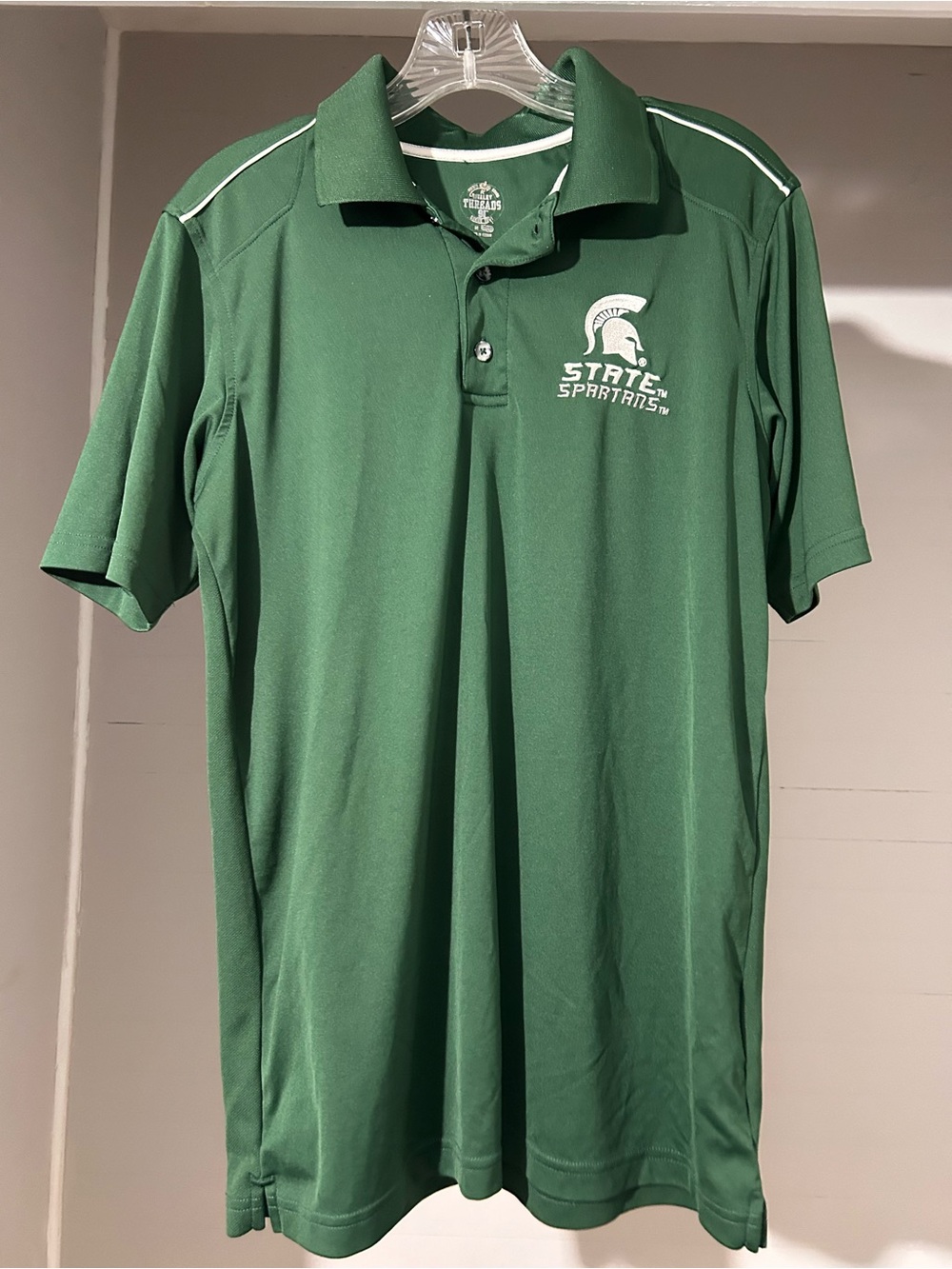 Rivalry Threads Green State Spartans Polo with White Logo